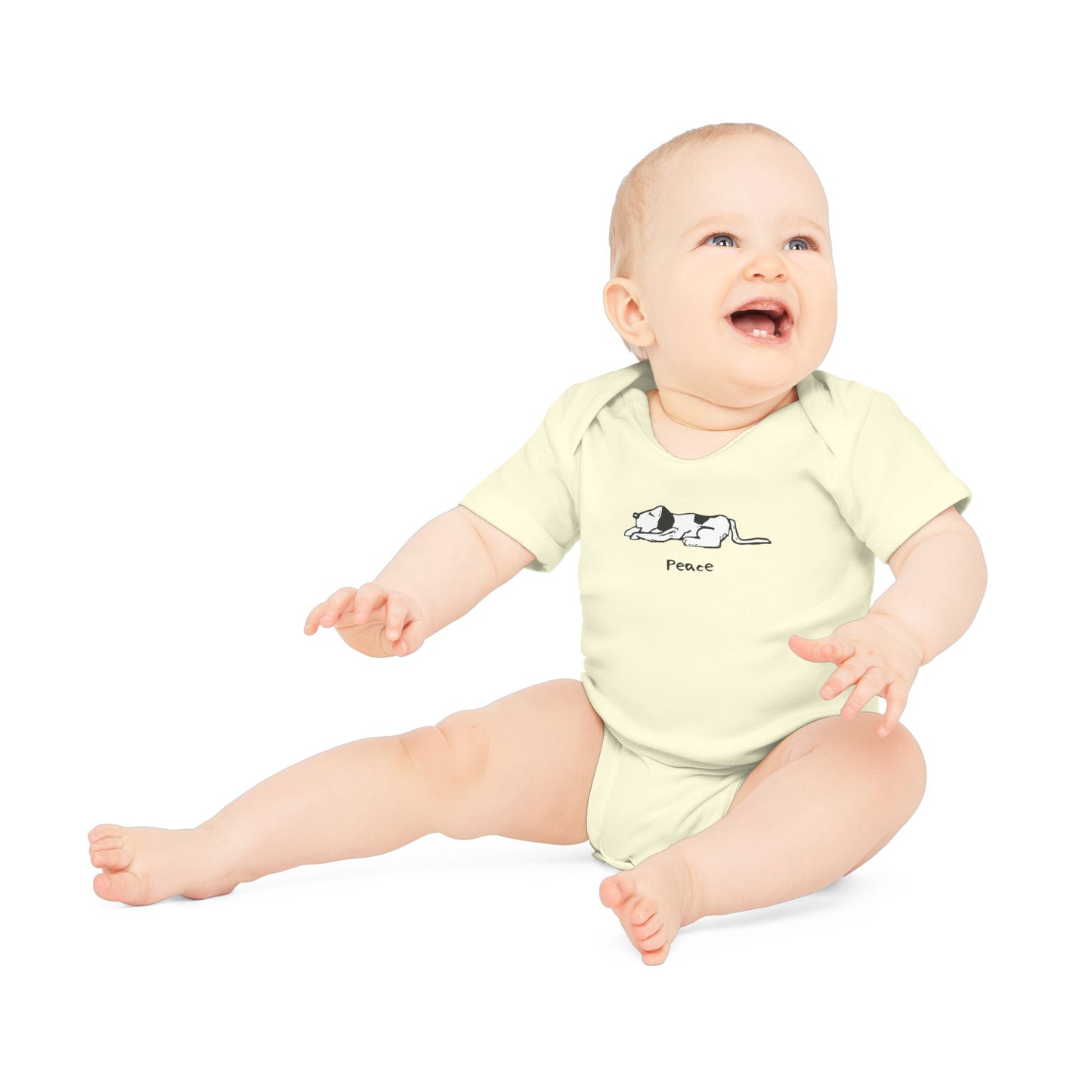 100% Organic Baby Body Suit: Peace Dog