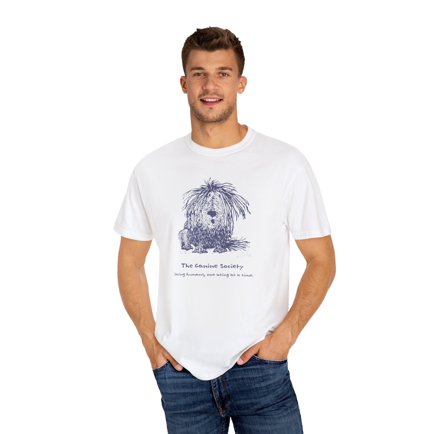 Unisex Garment-Dyed T-Shirt: "Canine Society" Design, Perfect for Dog Lovers