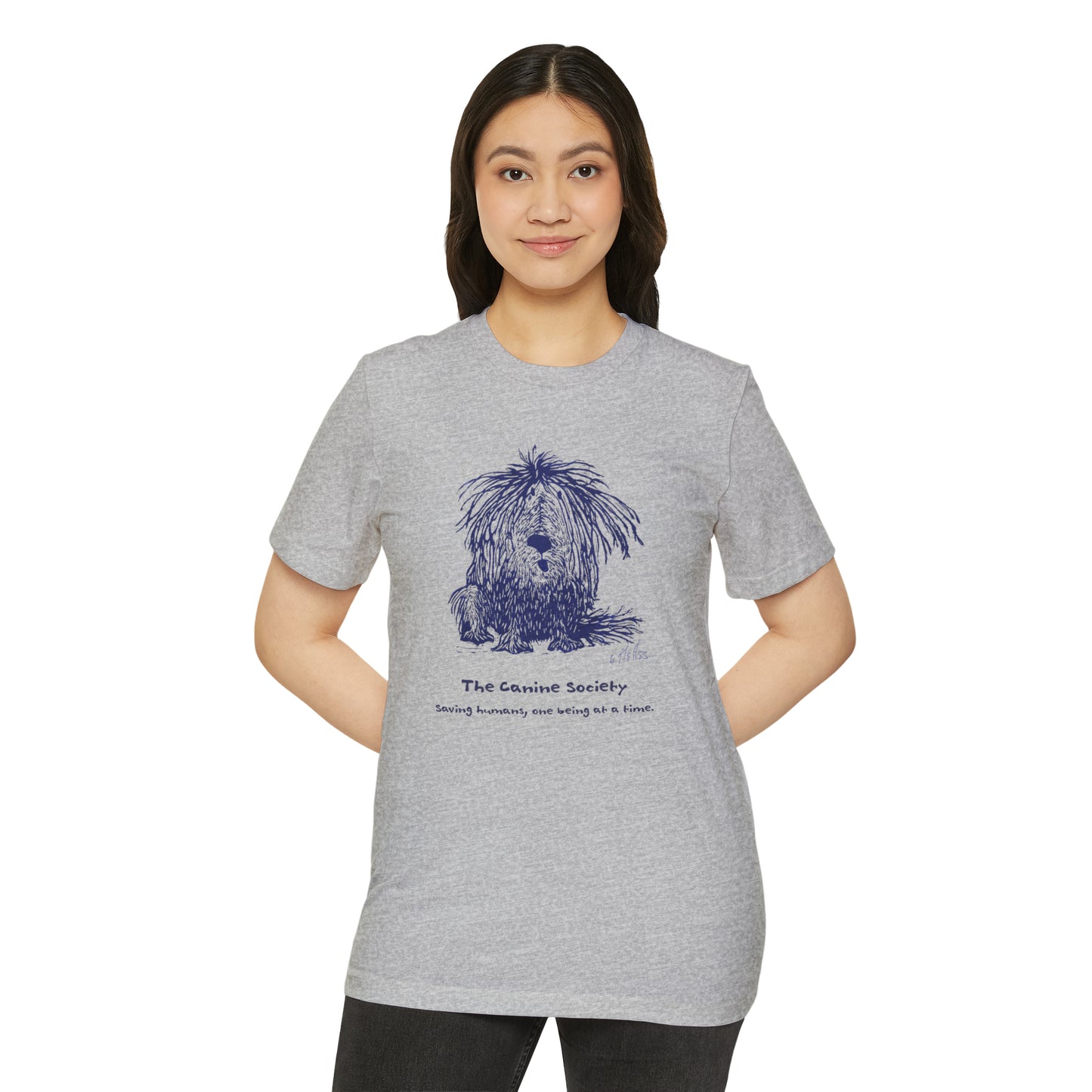 Sustainable Unisex Recycled Organic T-Shirt: Canine Society (Shaggy) Dog