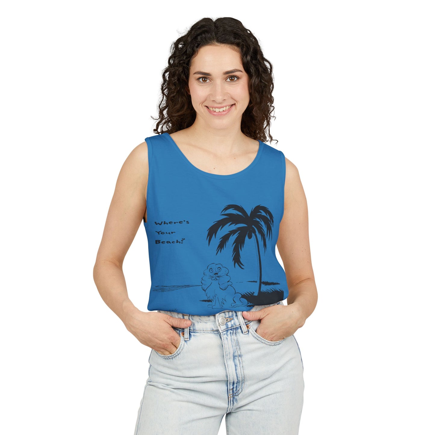 Unisex Garment-Dyed Tank Top: Where's Your Beach?