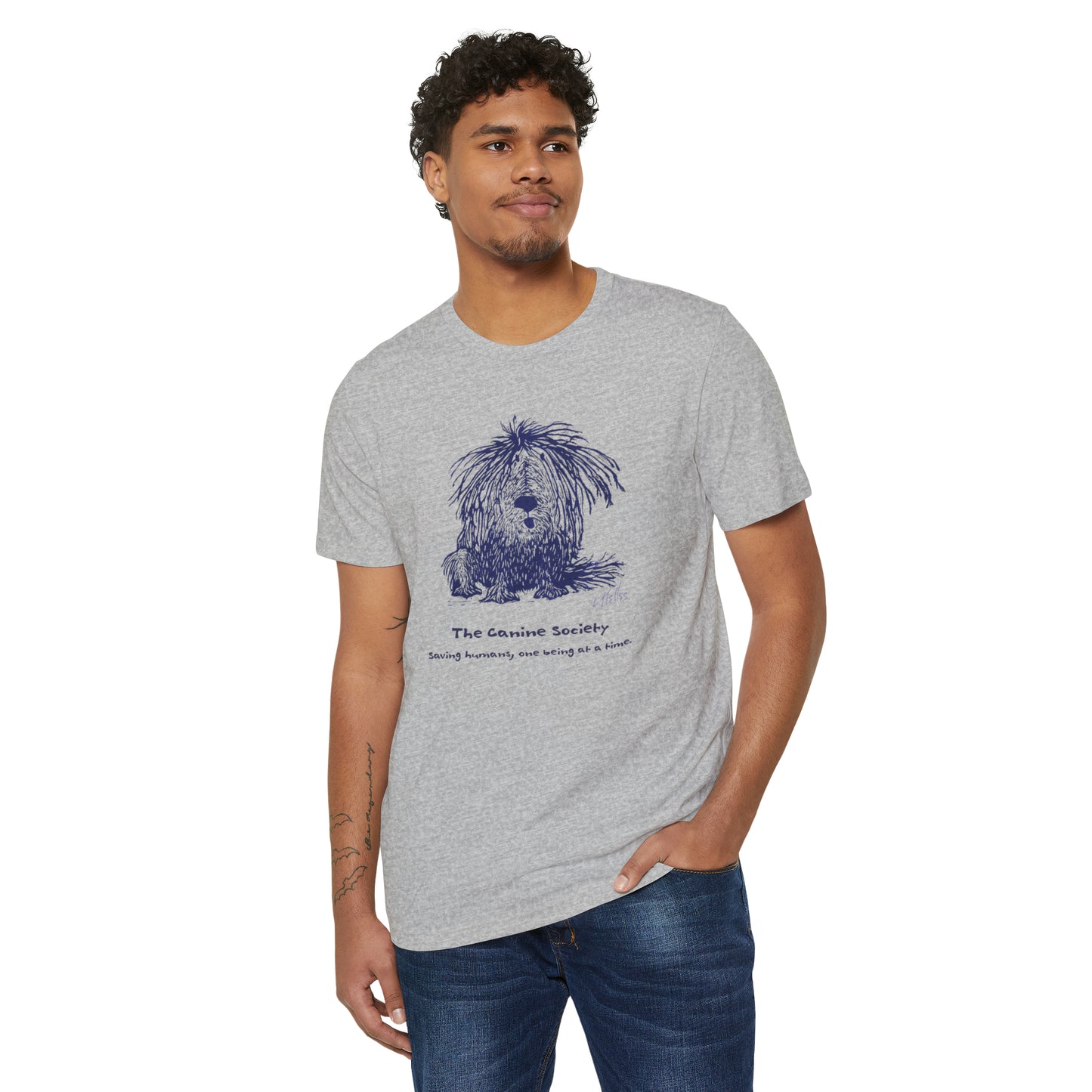 Sustainable Unisex Recycled Organic T-Shirt: Canine Society (Shaggy) Dog