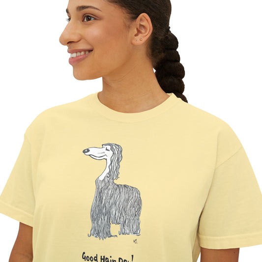 Garment Dyed Women's Boxy Tee: Good Hair Day!