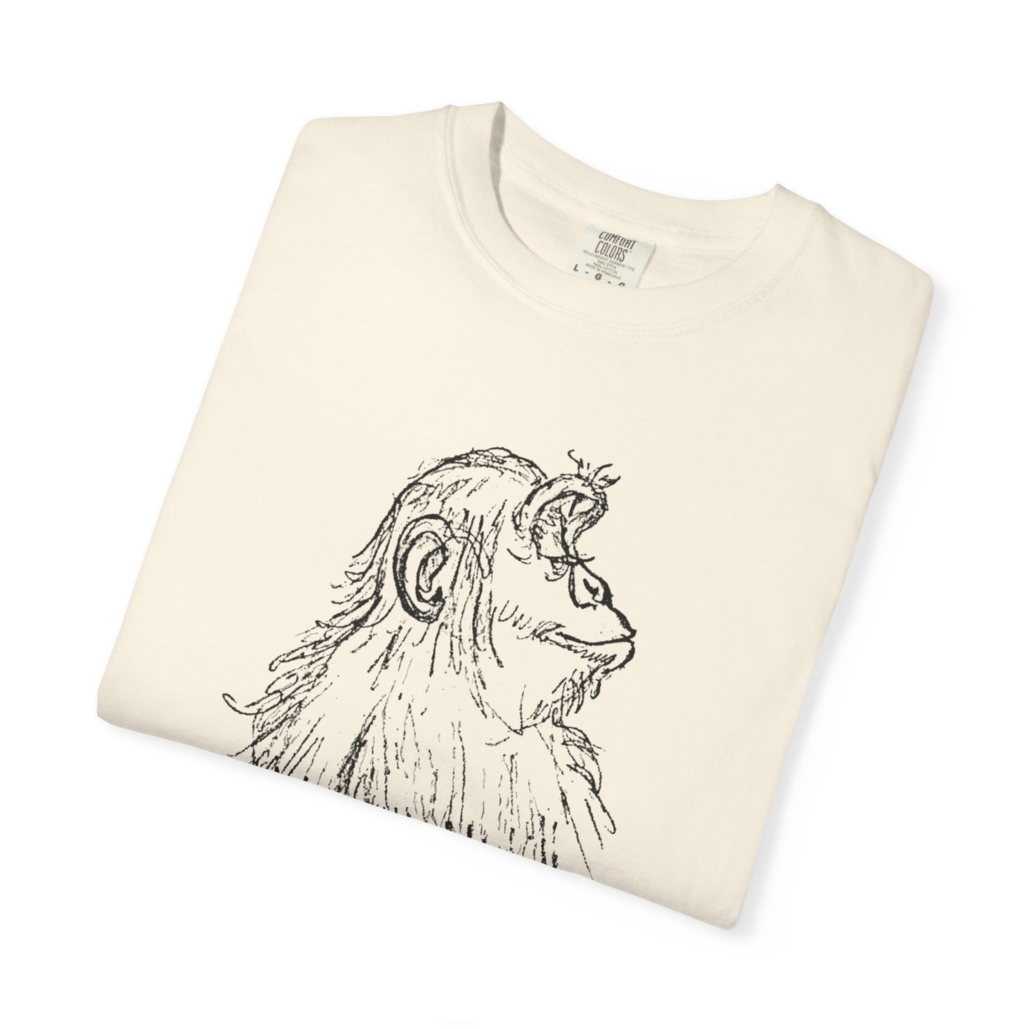 Folded Cream T-shirt with 'Embrace the Monkey Mind' design
