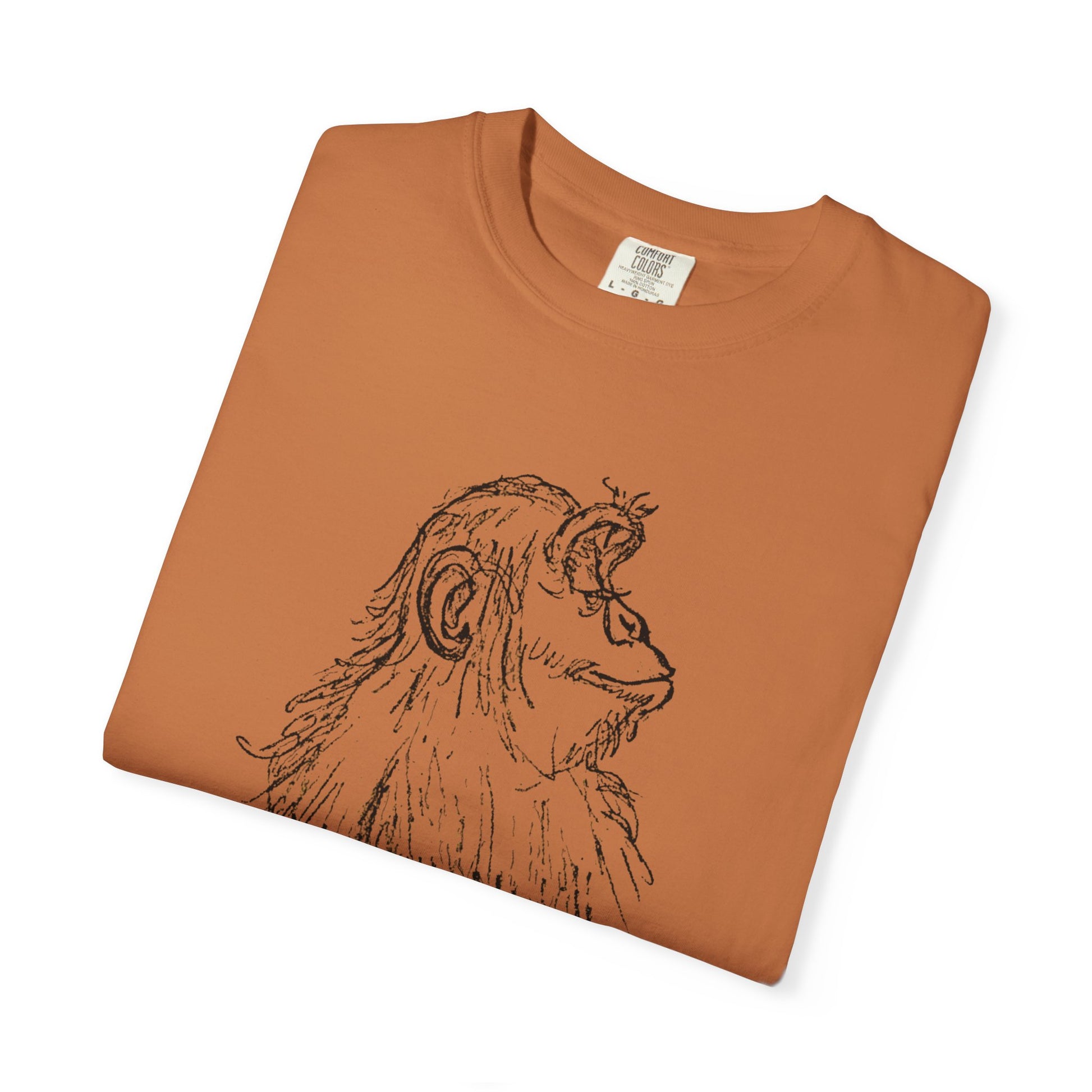 Folded Yam T-shirt with 'Embrace the Monkey Mind' design
