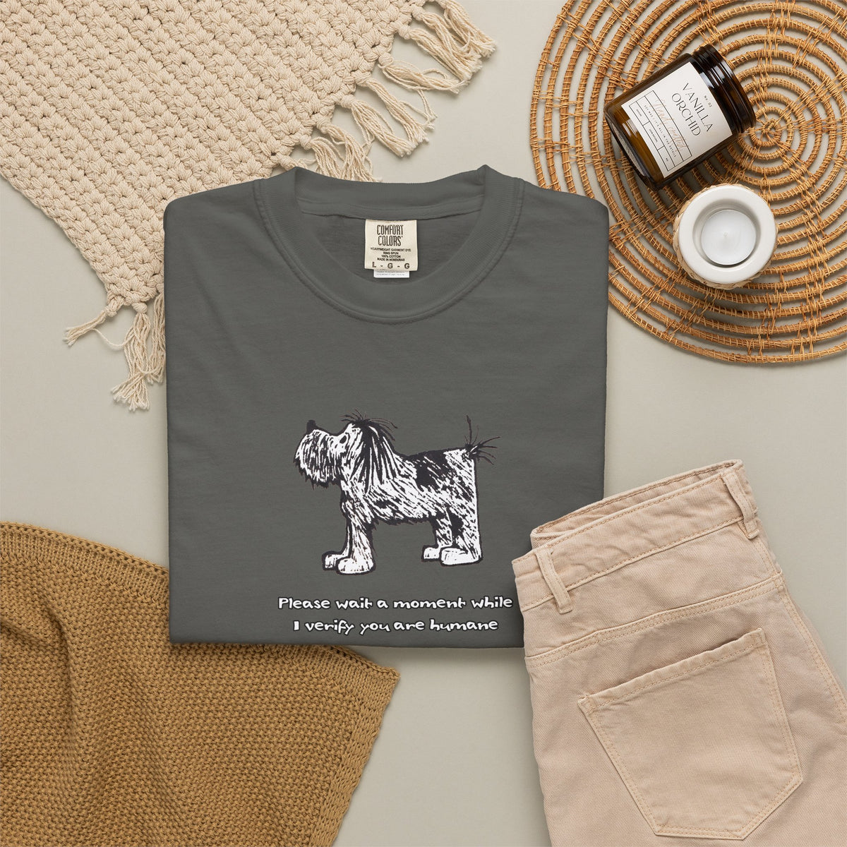 Unisex Garment Dyed T-Shirt: Humaneness Verification Dog