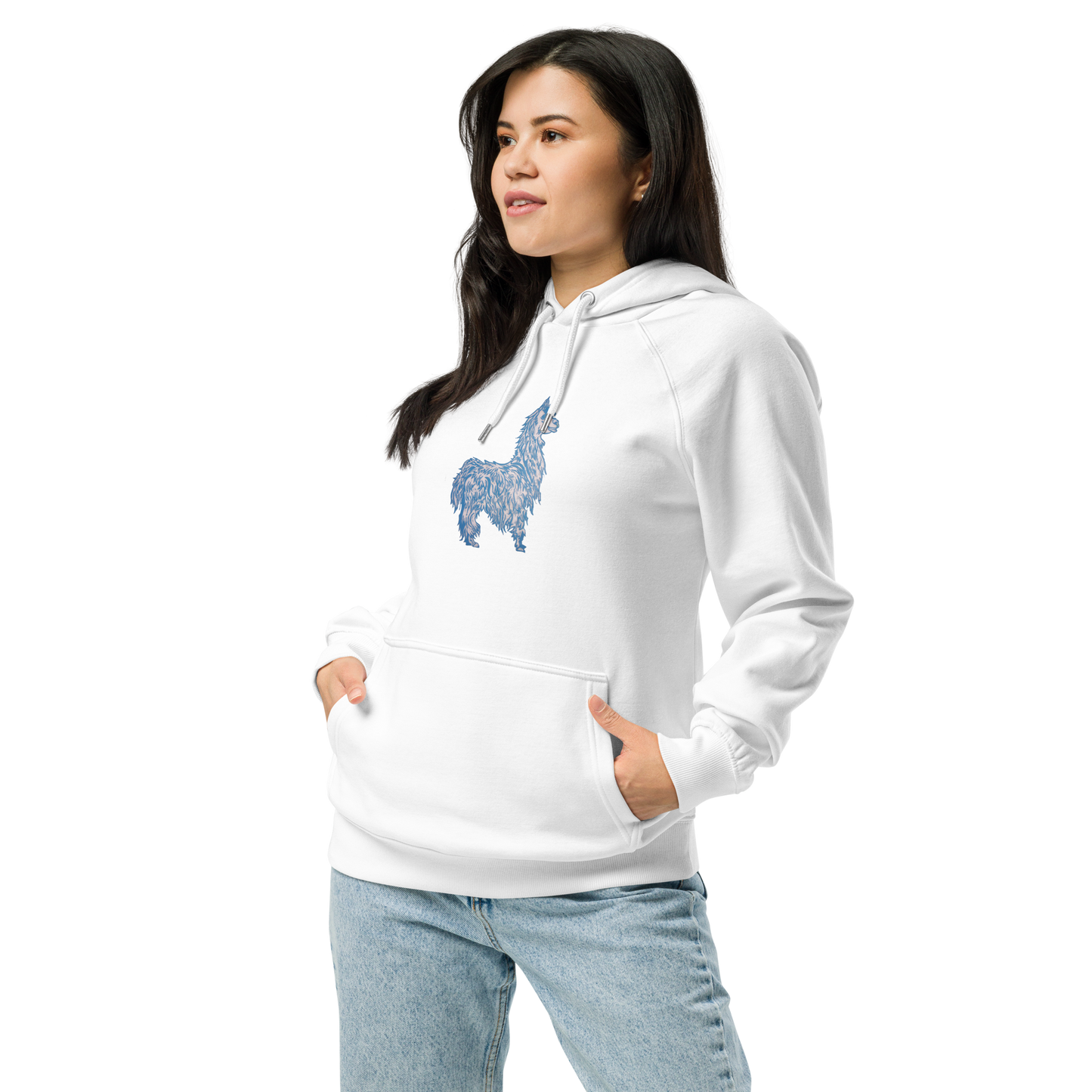 Sustainable Unisex White Eco Raglan Hoodie - Alpaca!